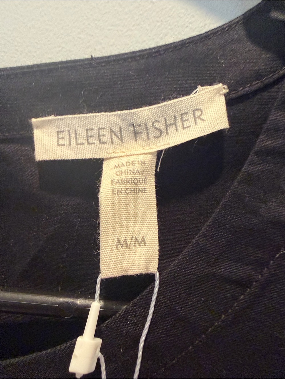 Eileen Fisher Black Organic Cotton Round Neck Sleeveless Midi Shift Dress - Picture 6 of 8
